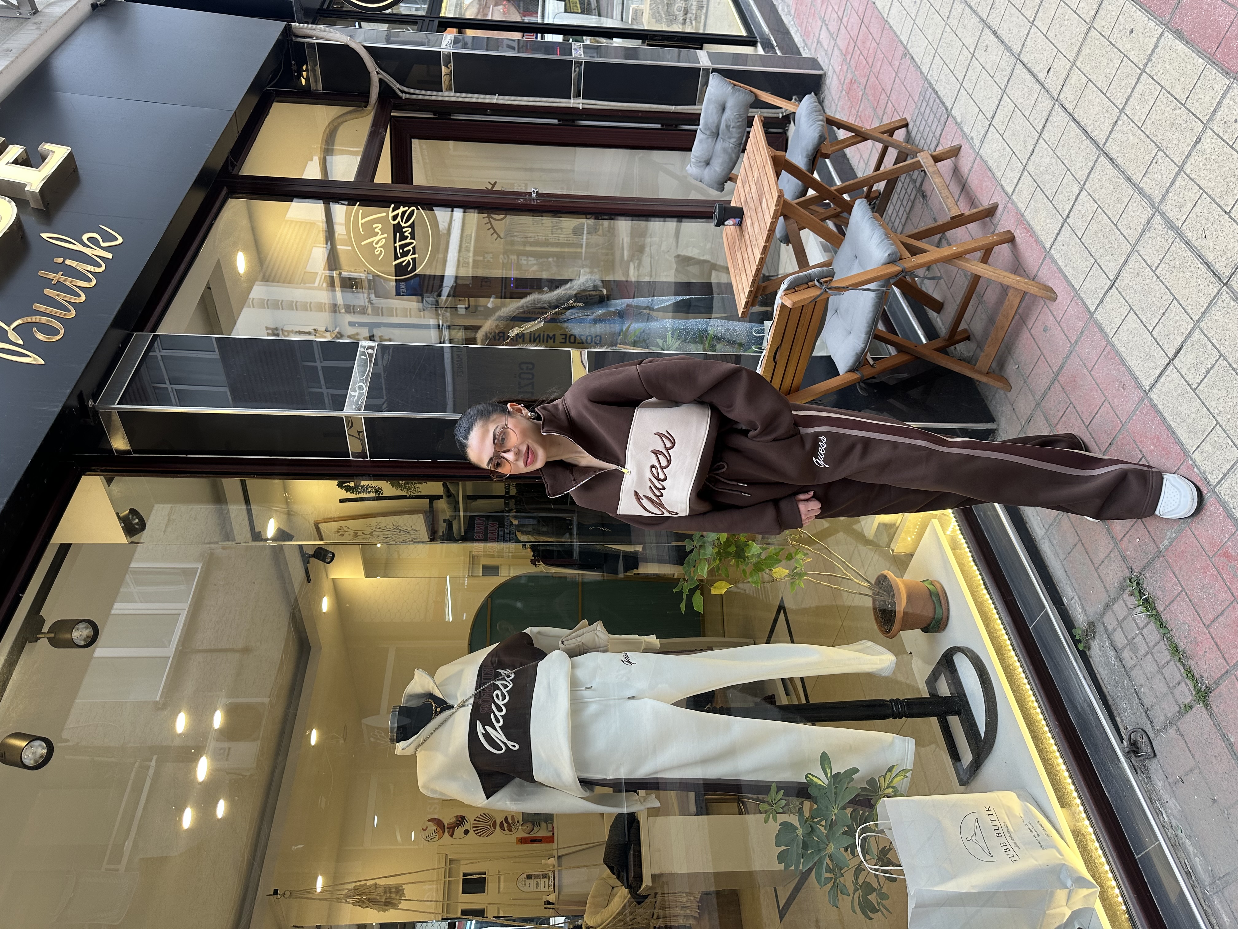 Premium Marka Model Logolu Yarım Fermuarlı Acı Kahve Takım