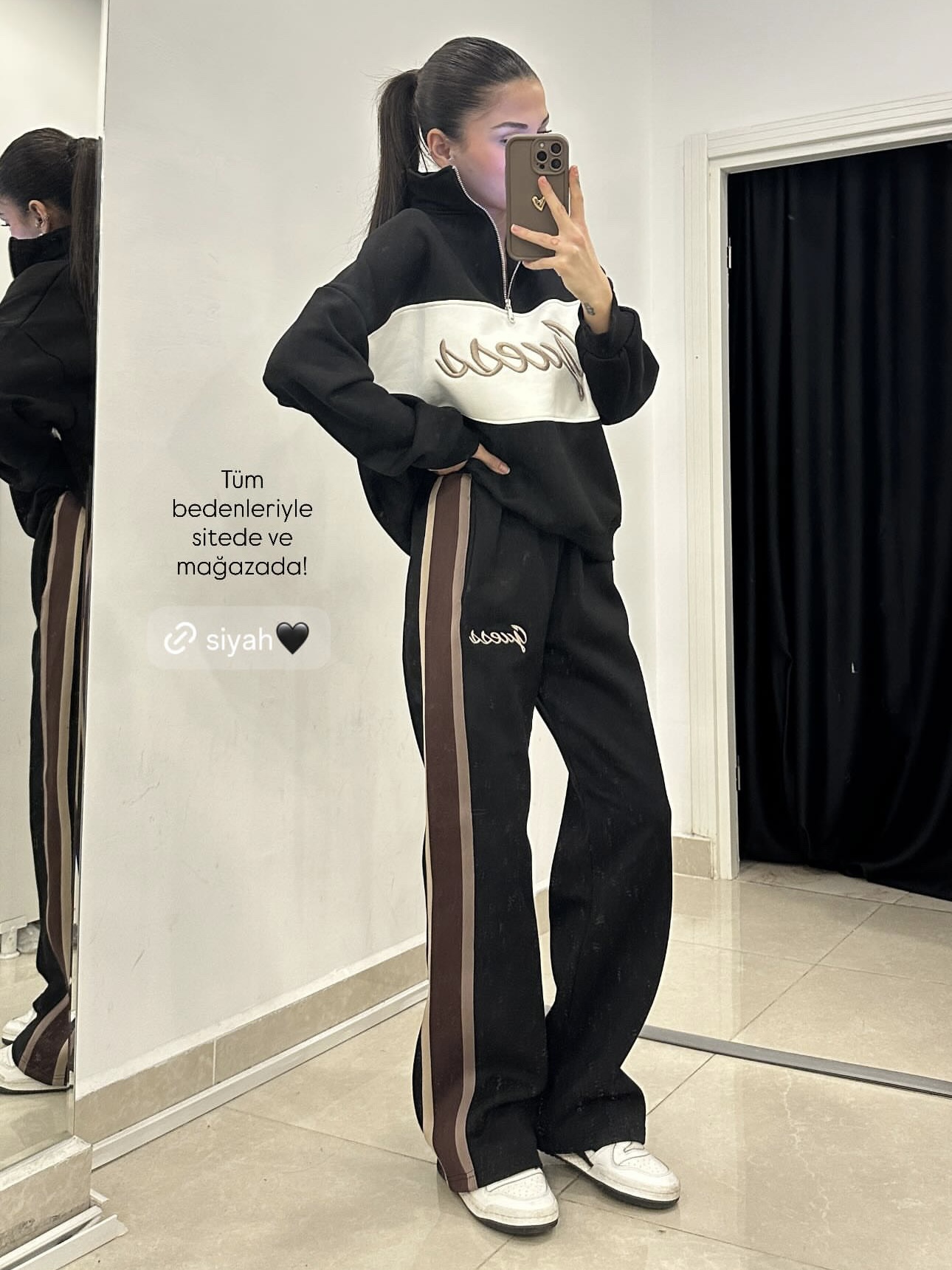 Marka Model Şardonlu Siyah Eşofman Takımı