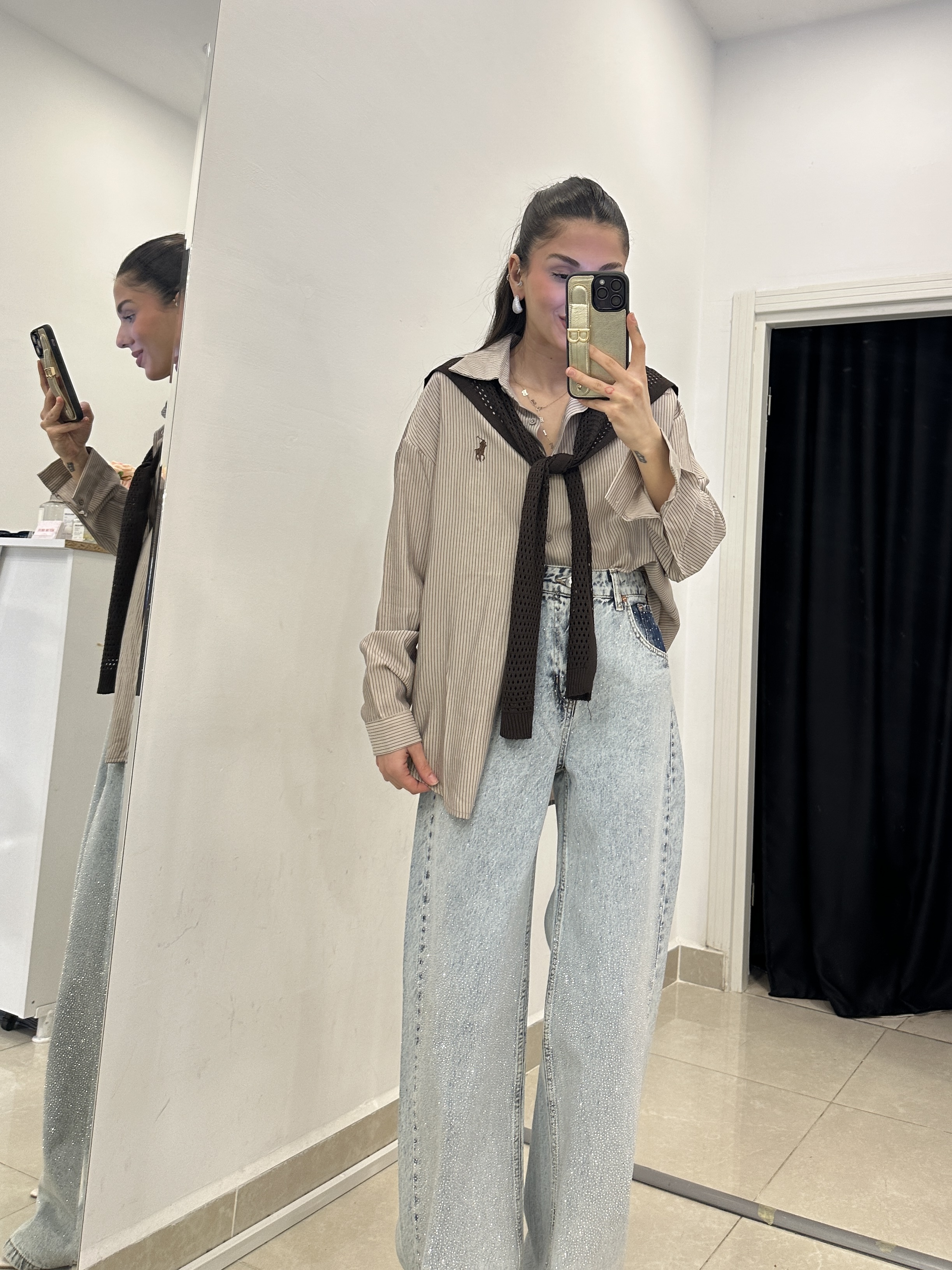 Marka Model Kendinden File Model Atkılı Vizon Gömlek