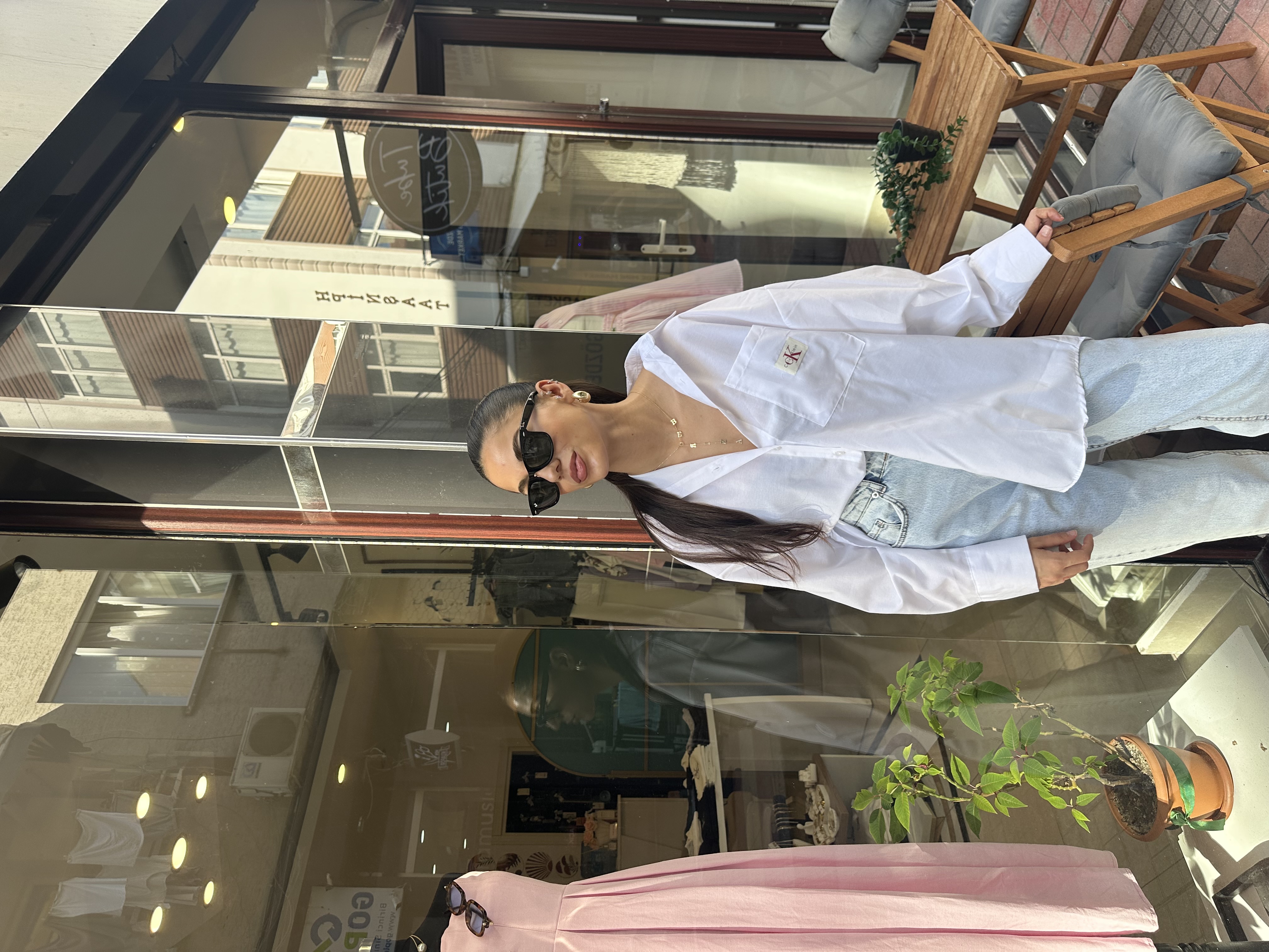 Marka Model Nakışlı Oversize Gömlek