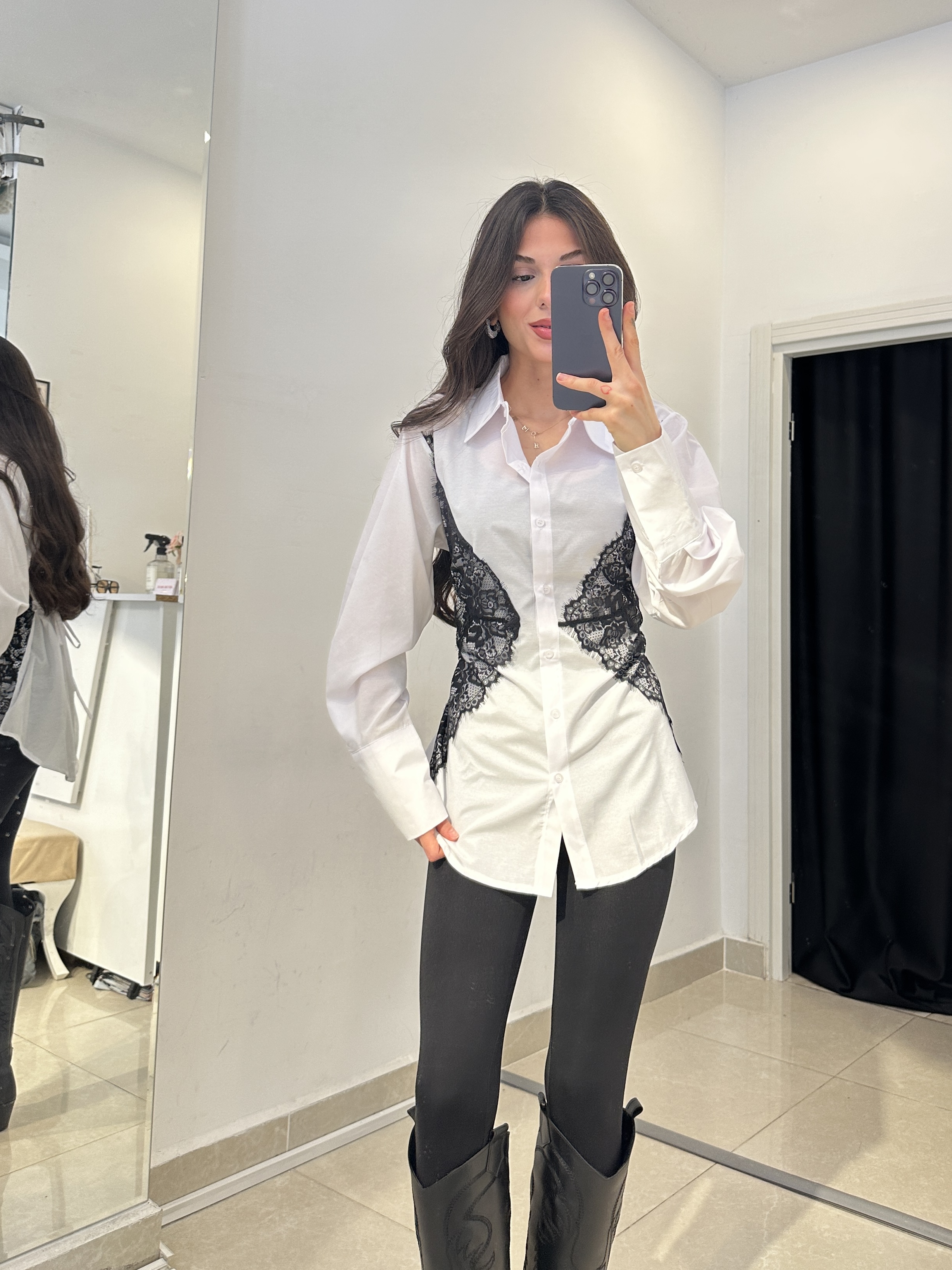 Pinterest Dantel Detaylı Beyaz Bağlamalı Gömlek