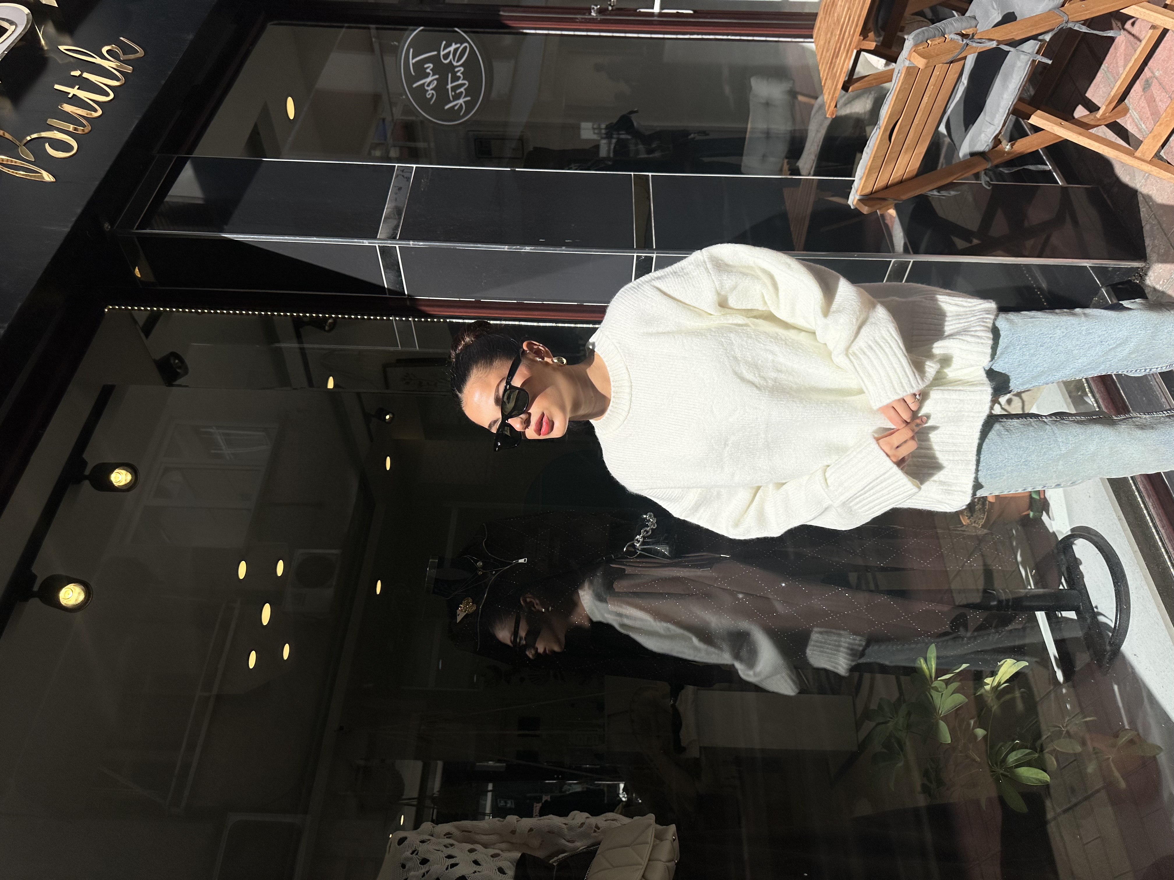 M.Dutti Etiketli Premium Kırık Beyaz Oversize Kazak