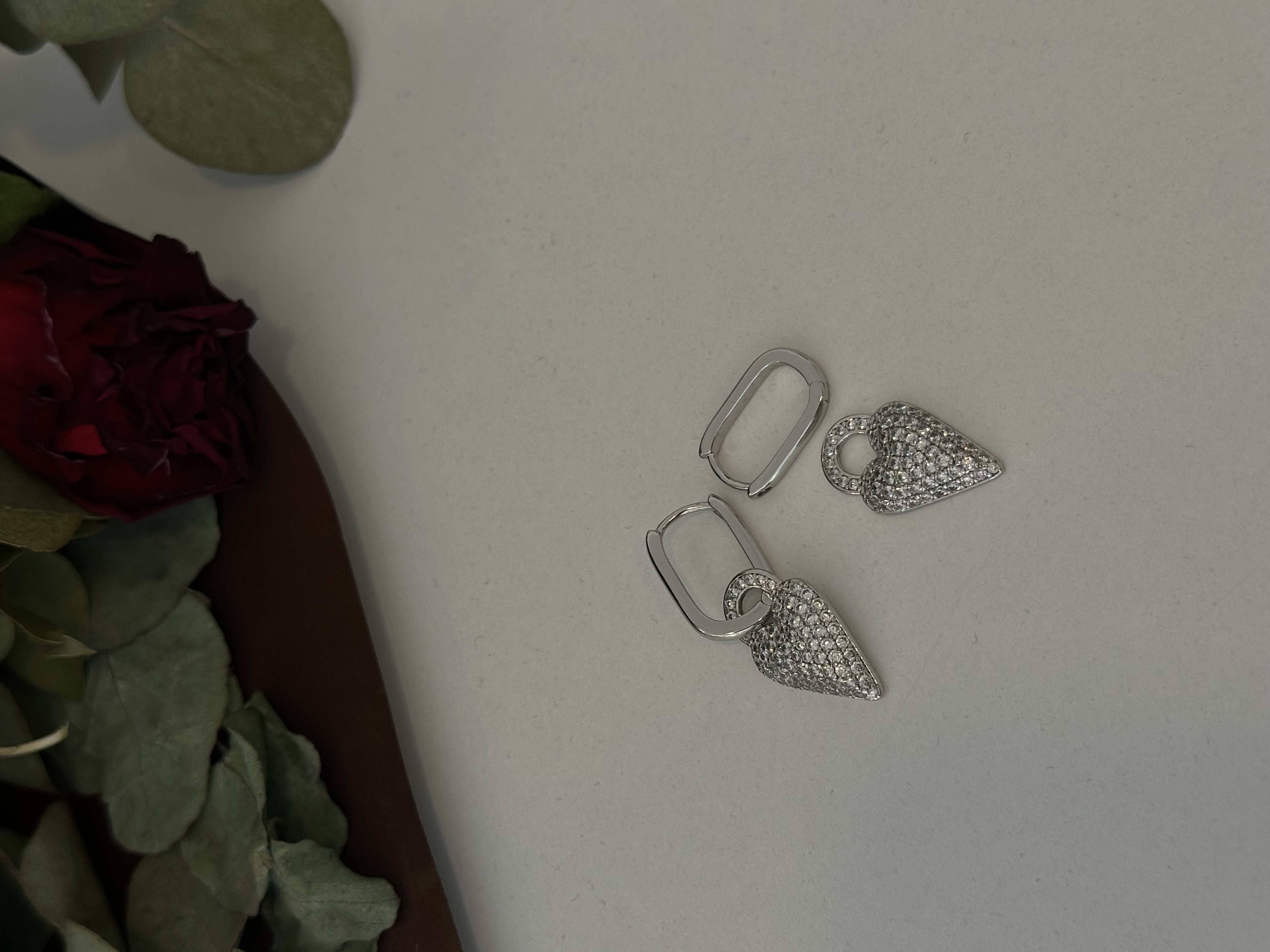 Çelik Çıkartılabilir Kalp Model Silver Küpe
