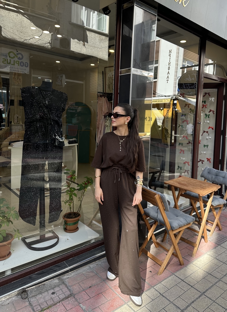 Luxe Taş İşlemeli Acı Kahve Takım