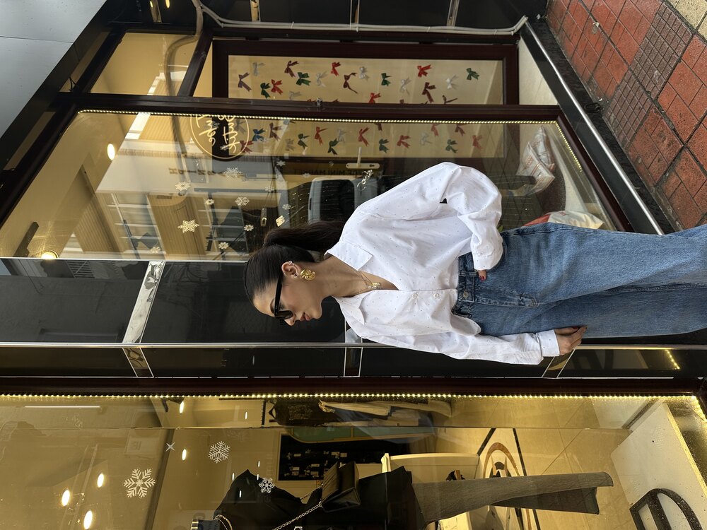 Taş İşlemeli Crop Poplin Gömlek