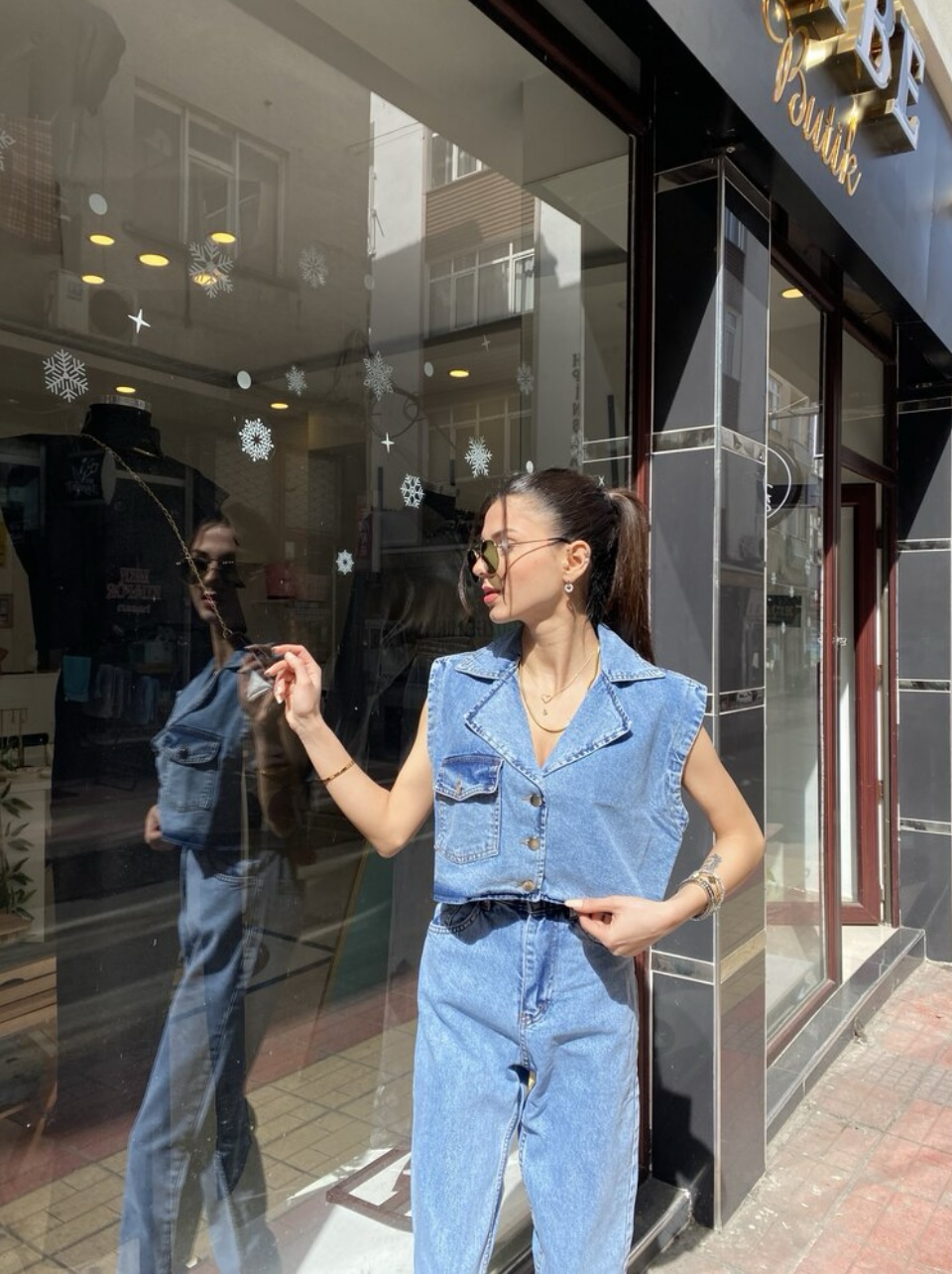 Denim Crop Cepli Yelek