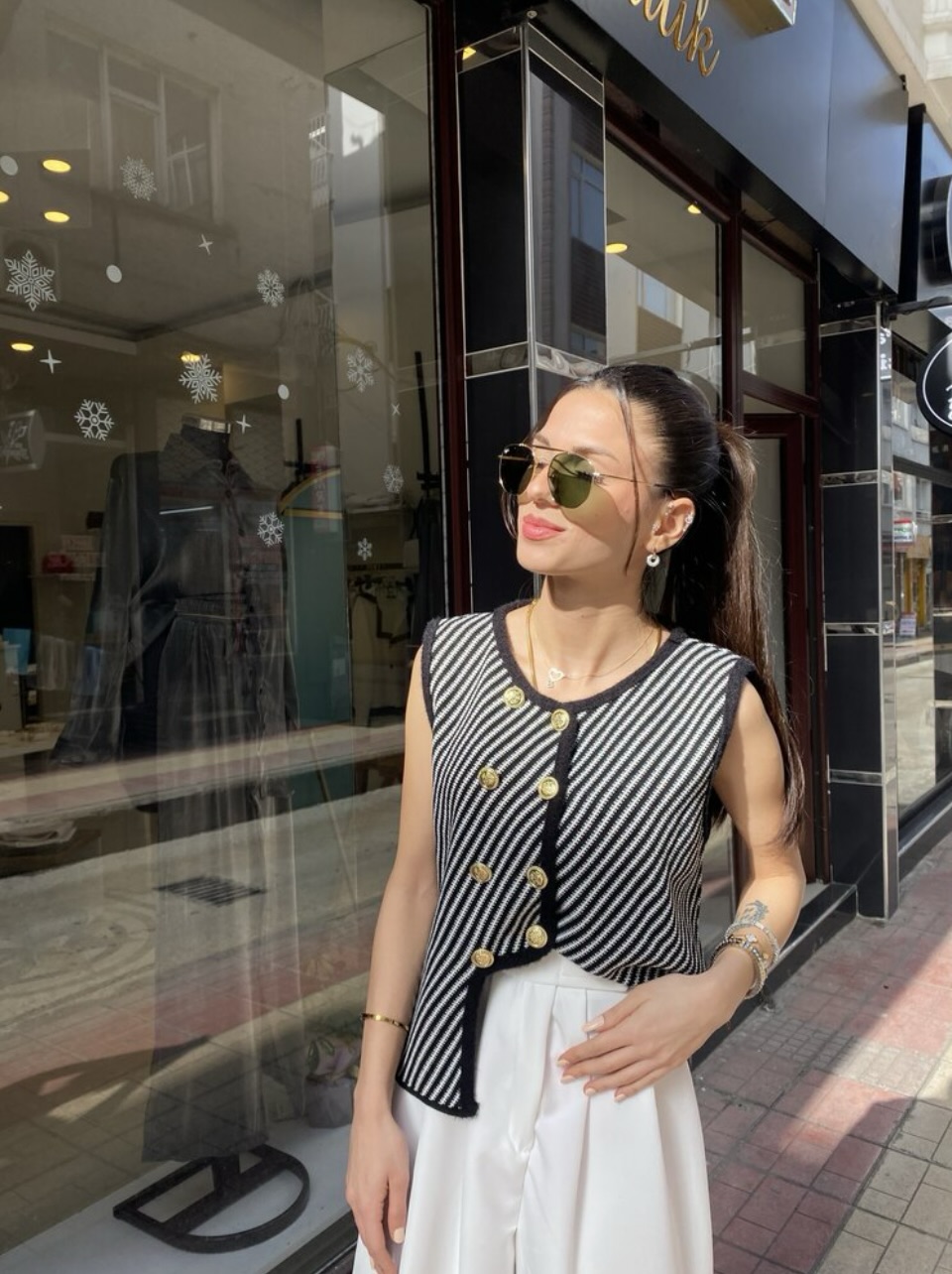 Massimo Model Gold Düğmeli Triko