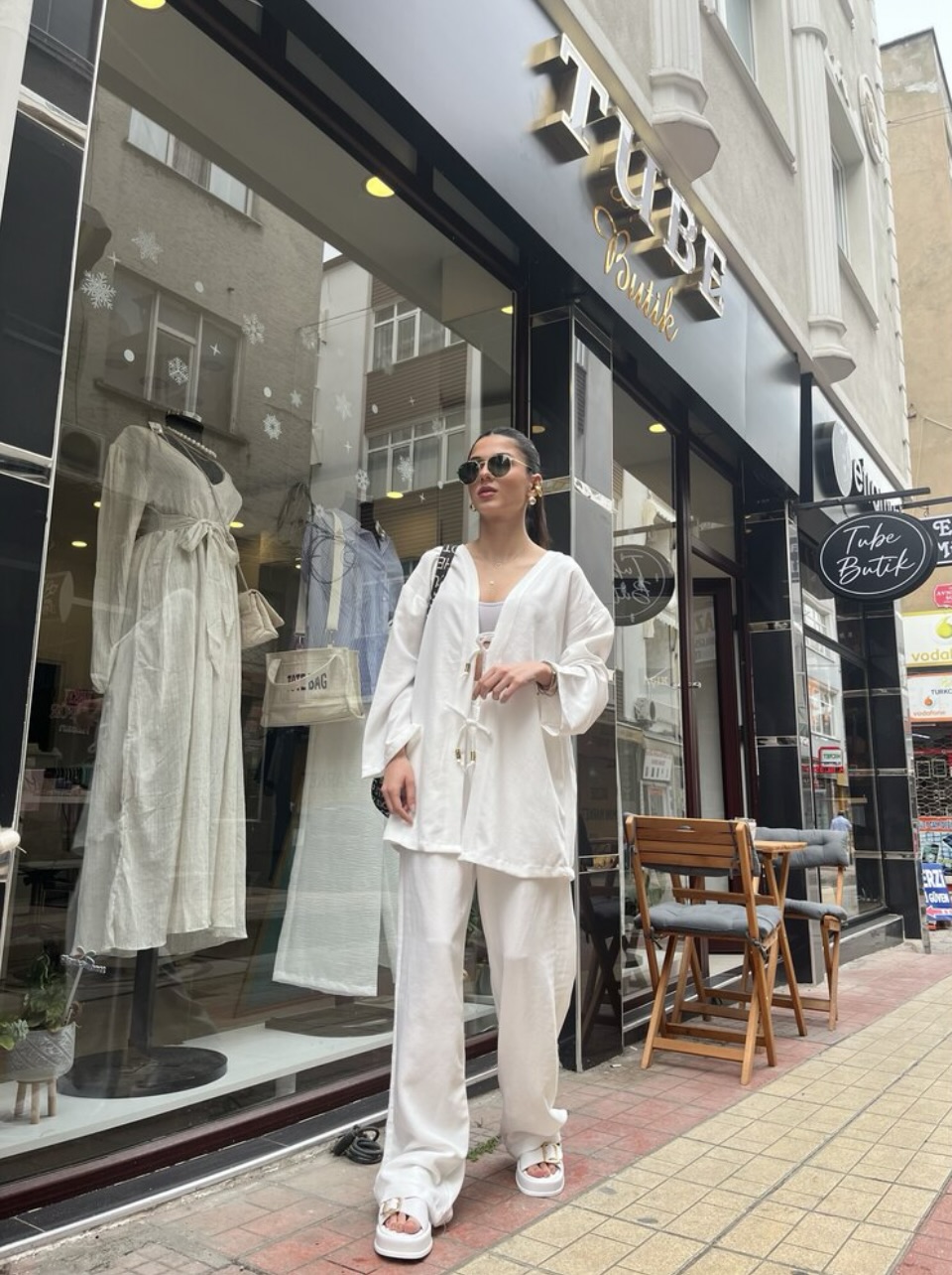 Bağlama Detaylı Kimono Takım