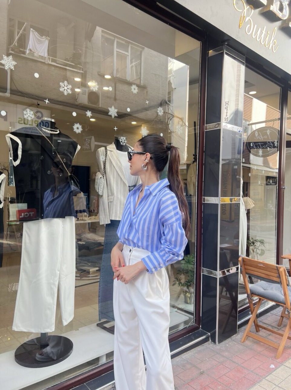 Marka Model Çizgili Poplin Gömlek