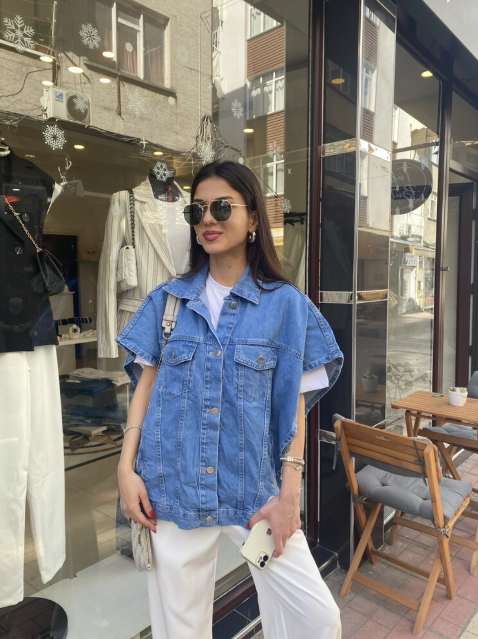 Marka Model Yanları Açık Denim Yelek