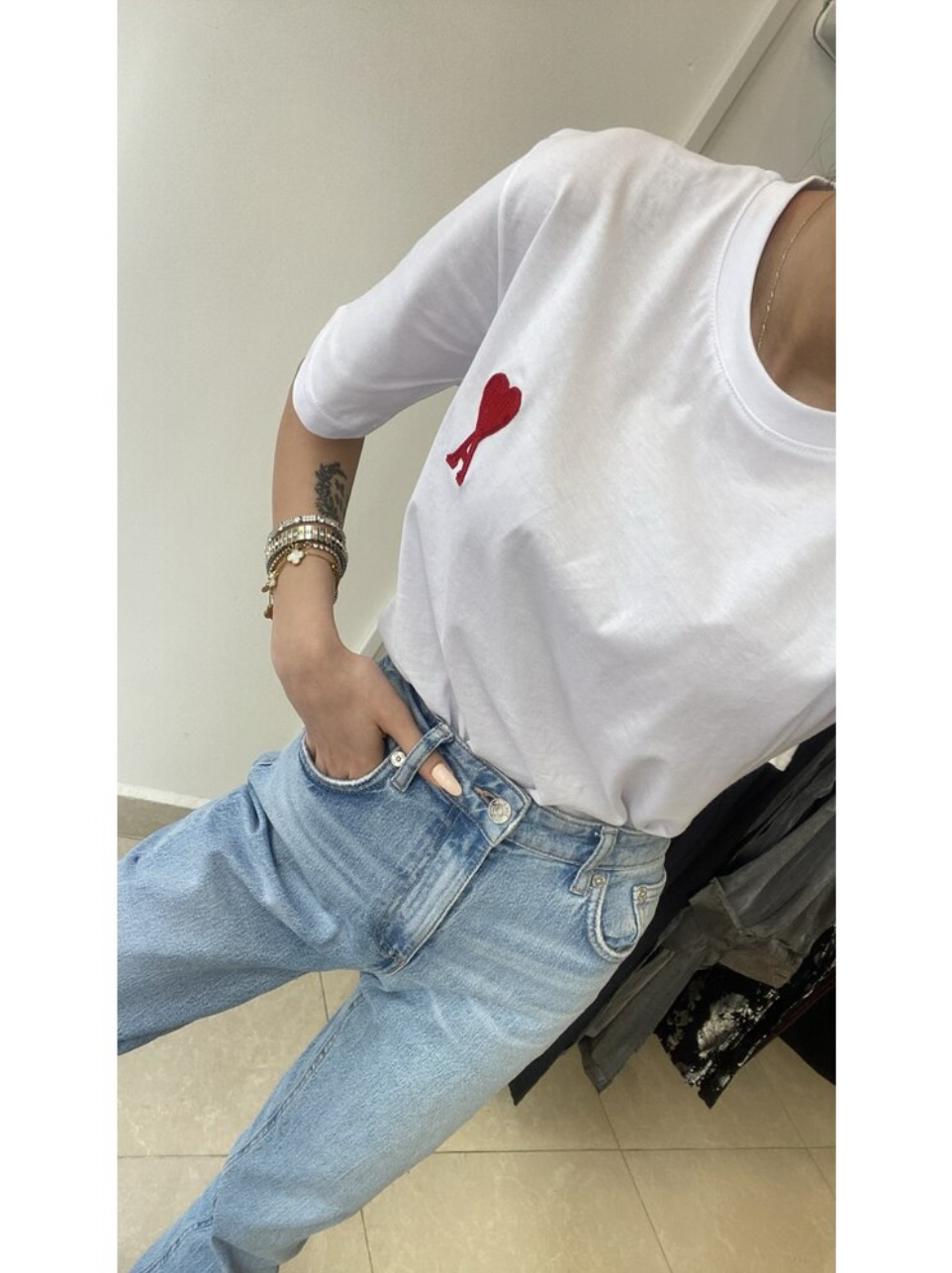 Oversize Kalp Nakışlı T-shirt