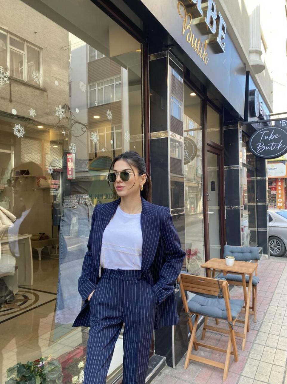 Premium Çizgili Astarlı Blazer Ceket