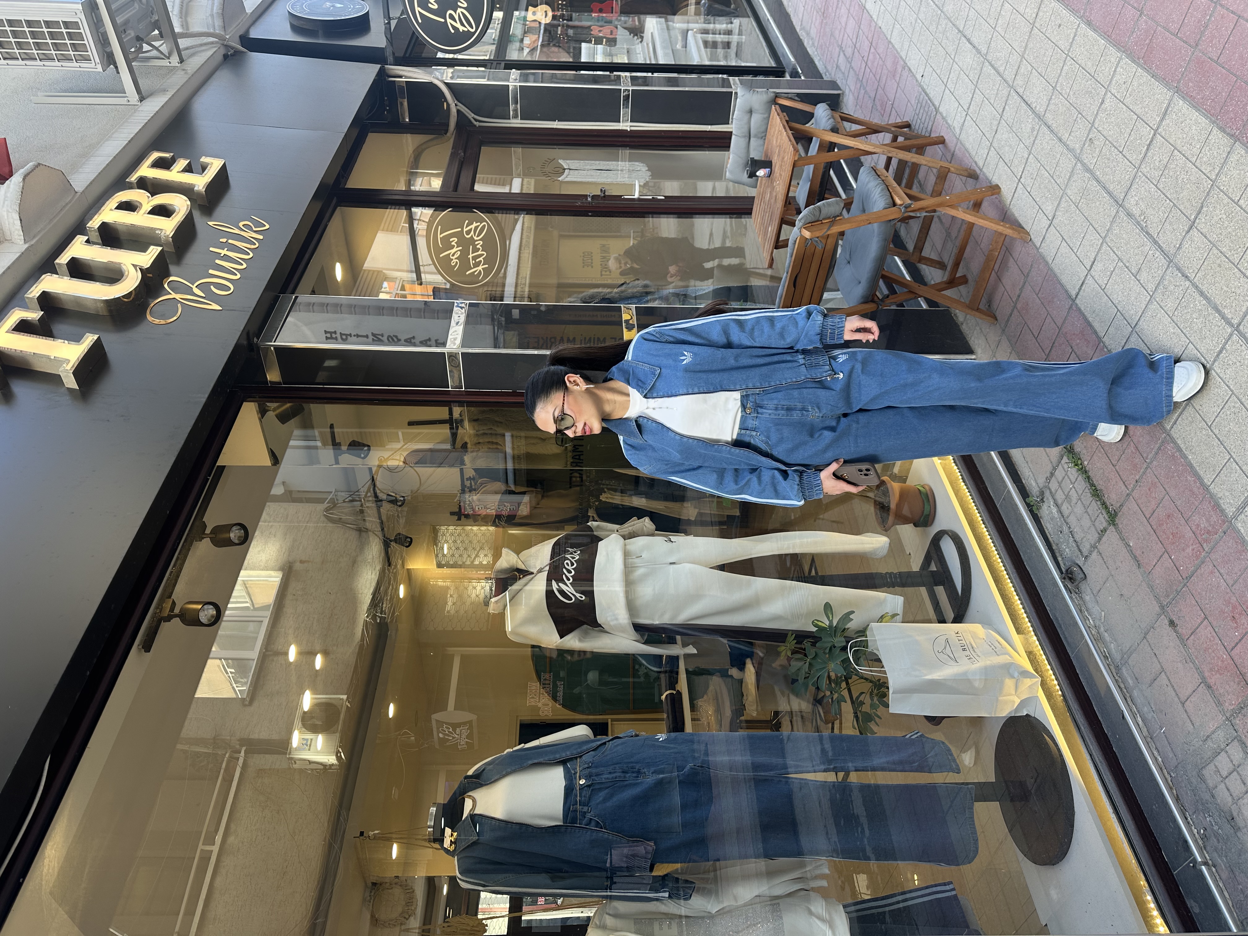 Orj. Marka Yanları Şeritli Denim Takım