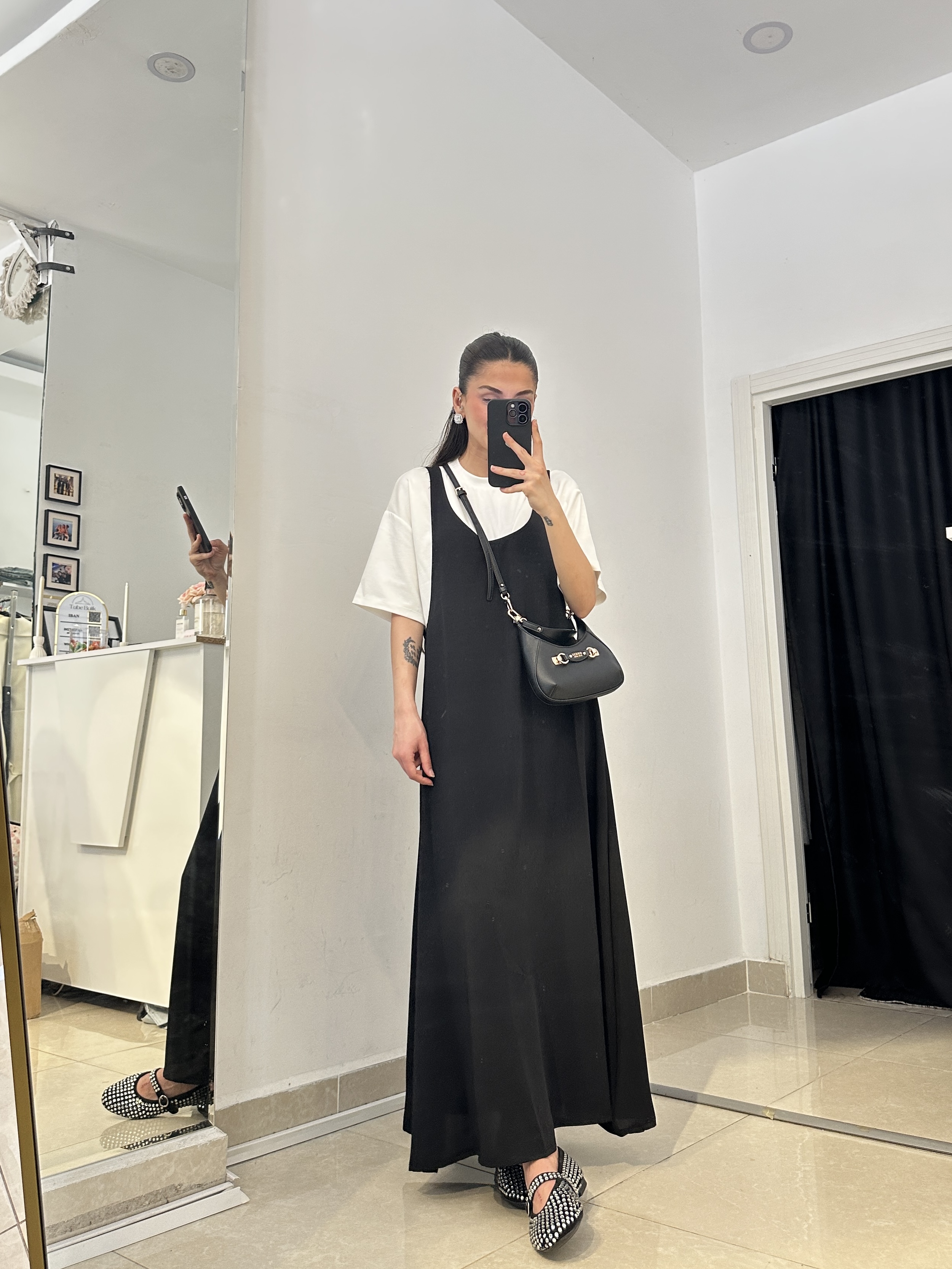 Siyah Twst Model T-shirt Elbise 