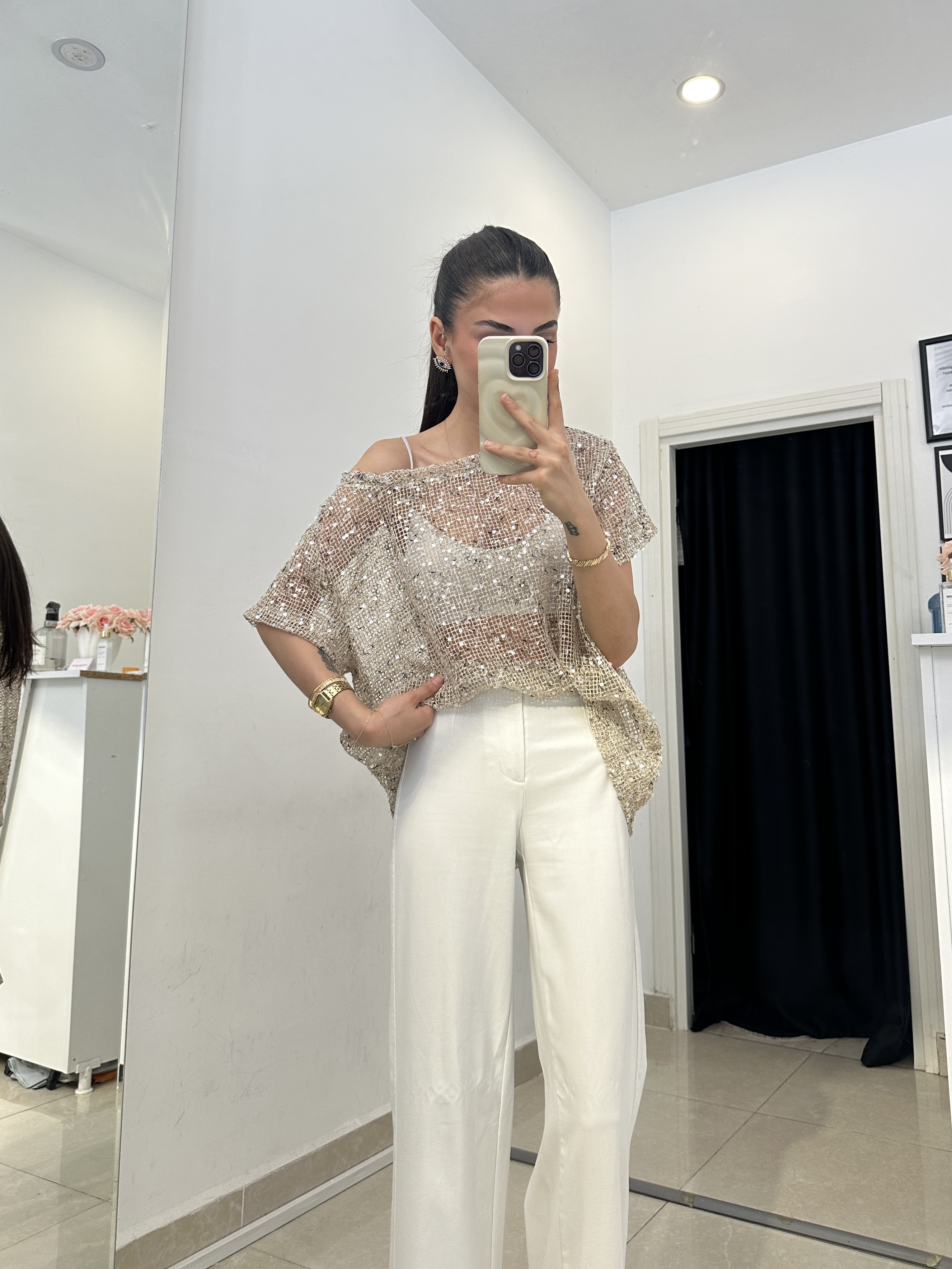 Zr Pul Payet Gold Transparan Bluz