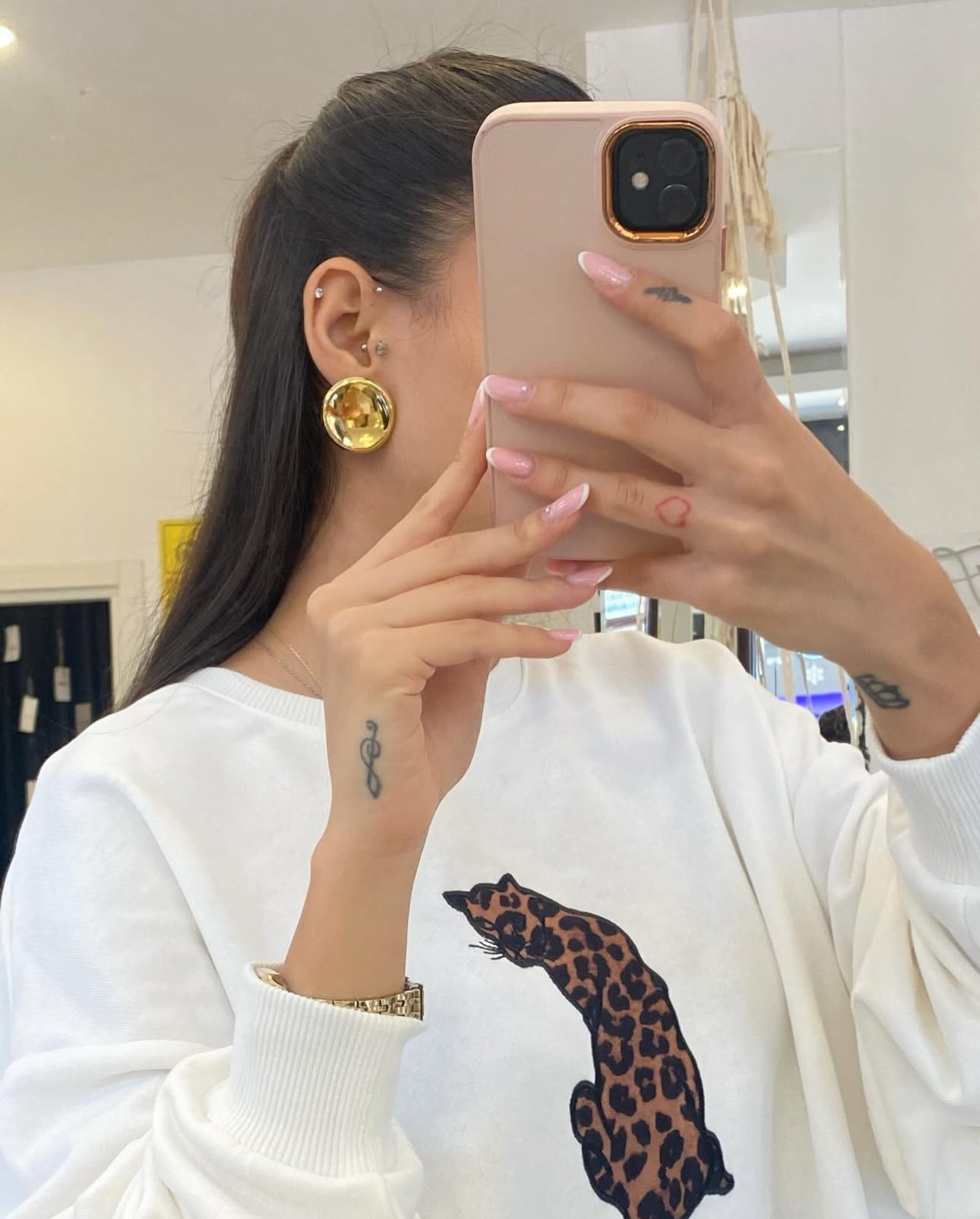 Çelik Daire Model Gold Küpe
